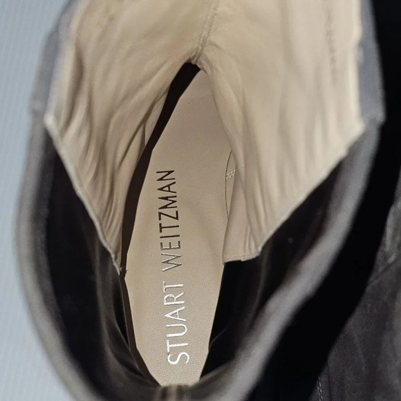 NEW Stuart Weitzman Sadie Mid Calf Boot Womens 10.5 Gray Suede Western Pull On - Picture 12 of 15